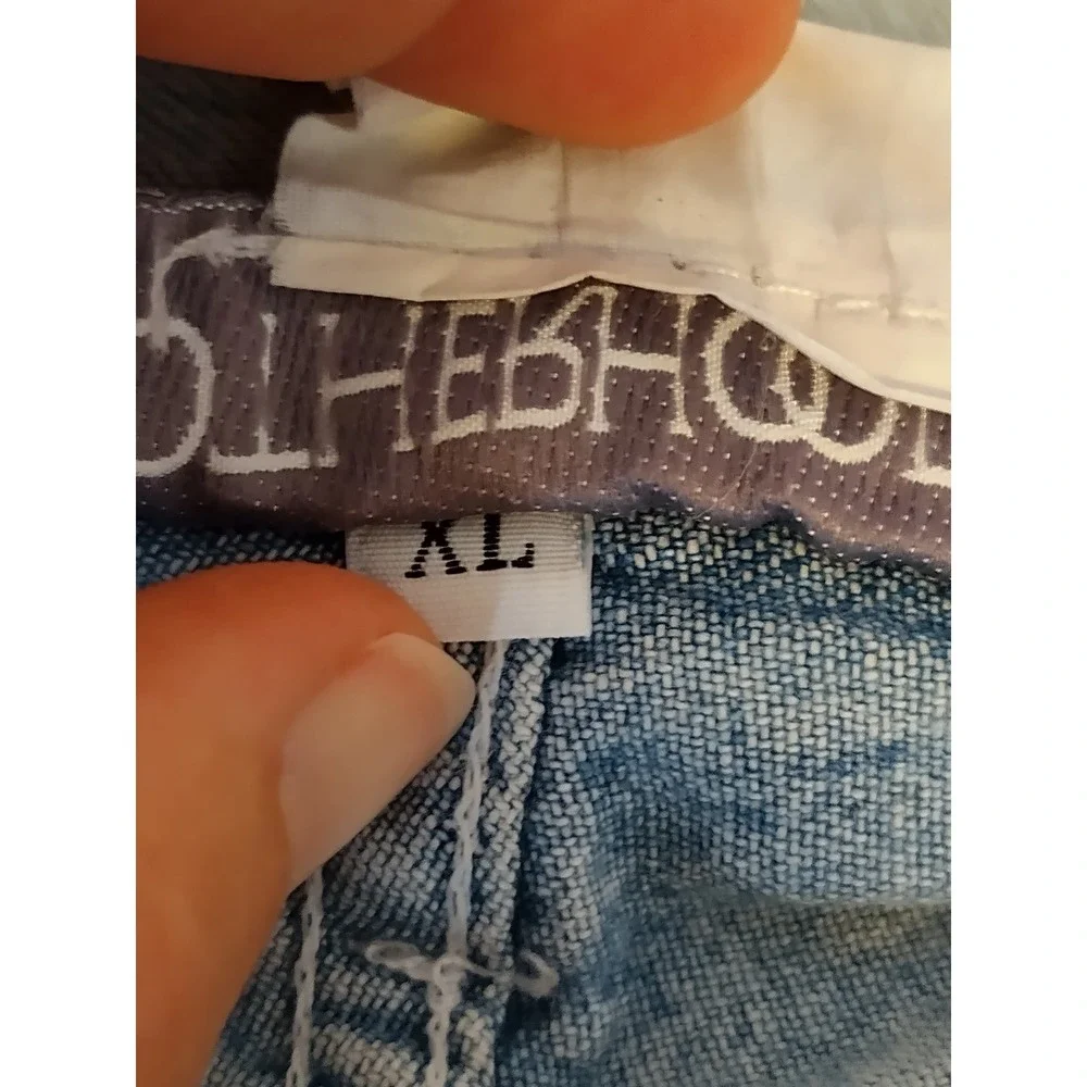 Motherhood Maternity Over Belly Carpenter Denim Shorts Women's XL Light Blue